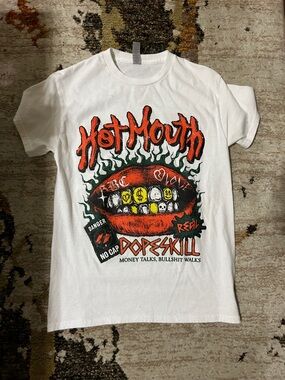 Hot Mouth Graphic Tee - White Mens Shirt